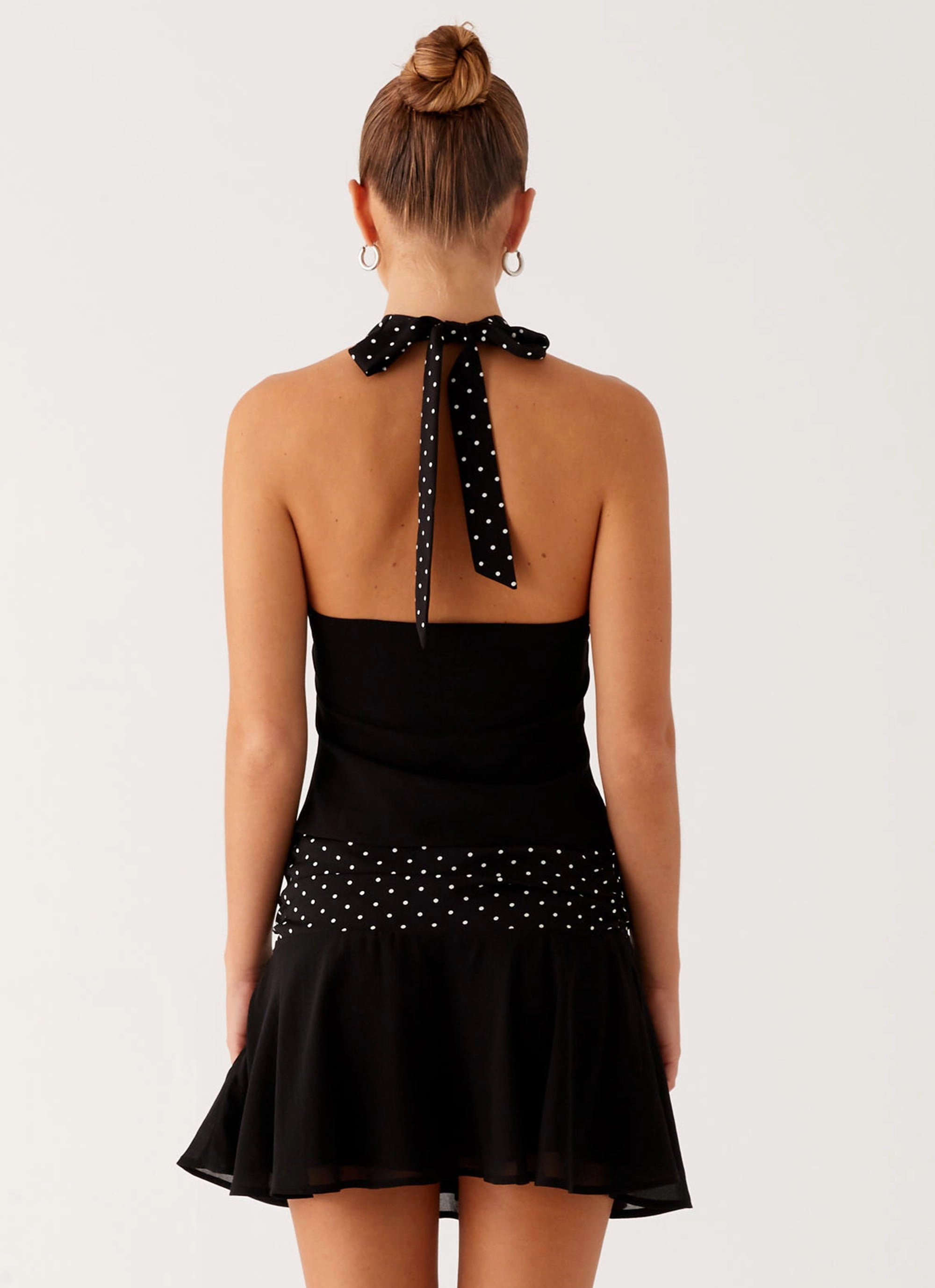 Devoted Halterneck Top - Black Polka Dot Comfortable Collar LoopwheelFabric