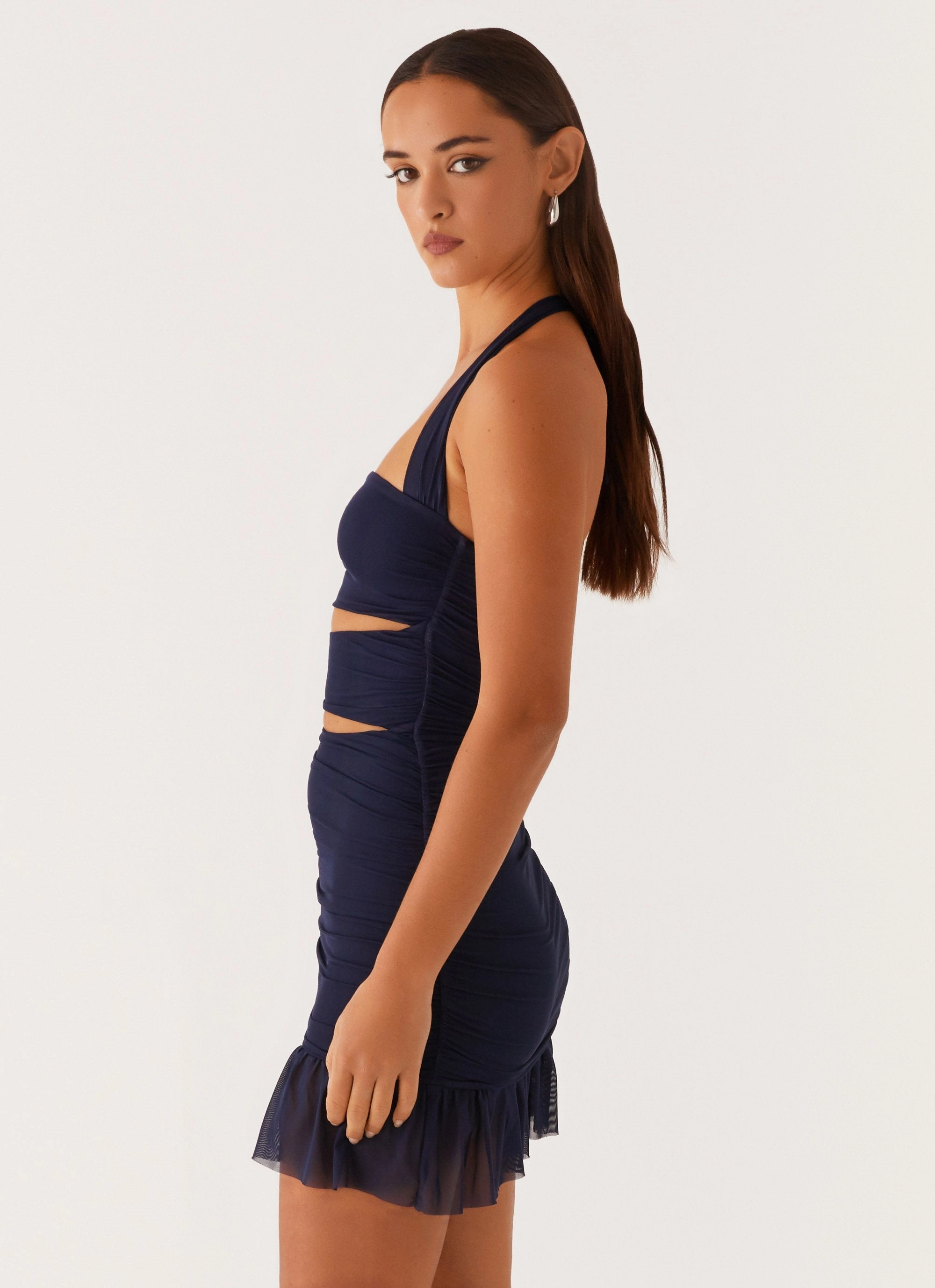 Contrast-Panel QuickReleaseClasp Devyn Mini Dress - Navy