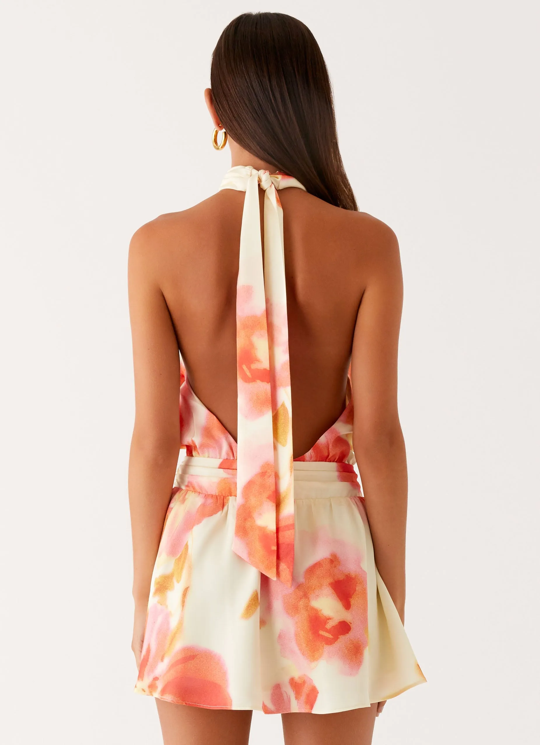 Thermoregulating Fabric Diablo Backless Mini Dress - Mimosa Blossom