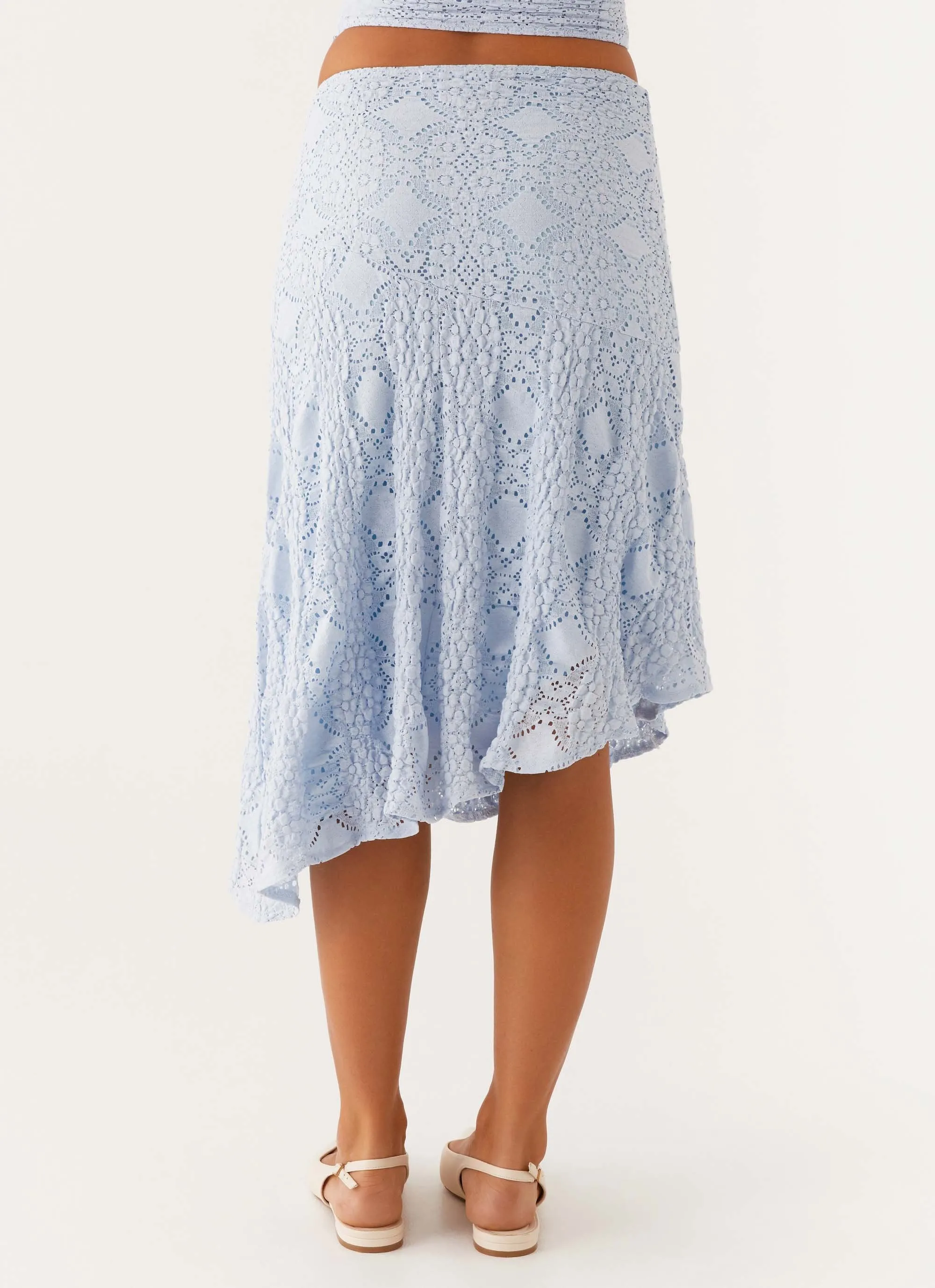 Polished Look Diamond Sky Midi Skirt - Blue