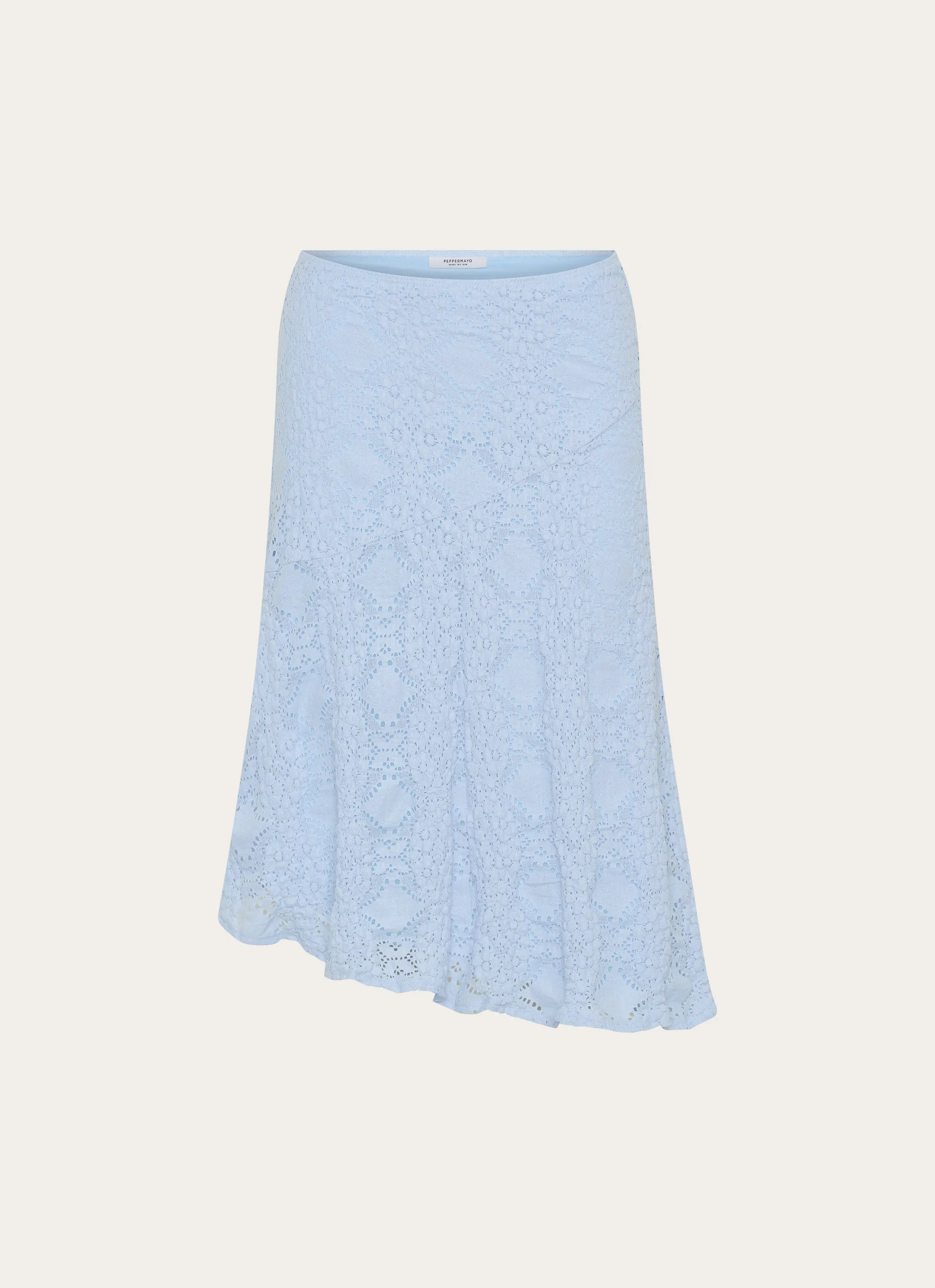 Diamond Sky Midi Skirt - Blue ruffle trim
