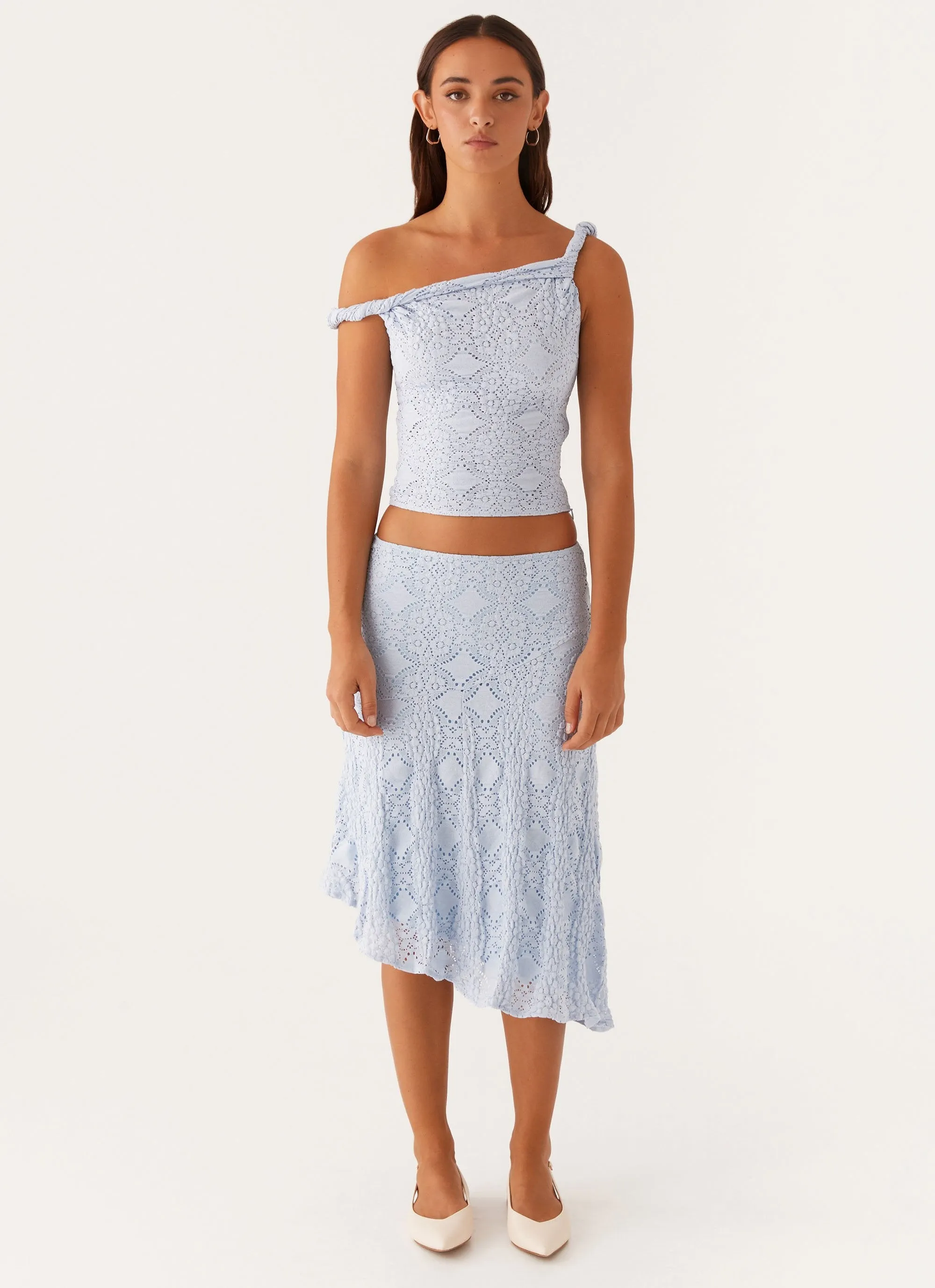 high contrast Diamond Sky Midi Skirt - Blue