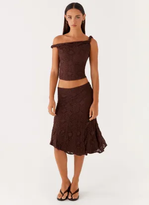 Breezy Look Diamond Sky Midi Skirt - Chocolate