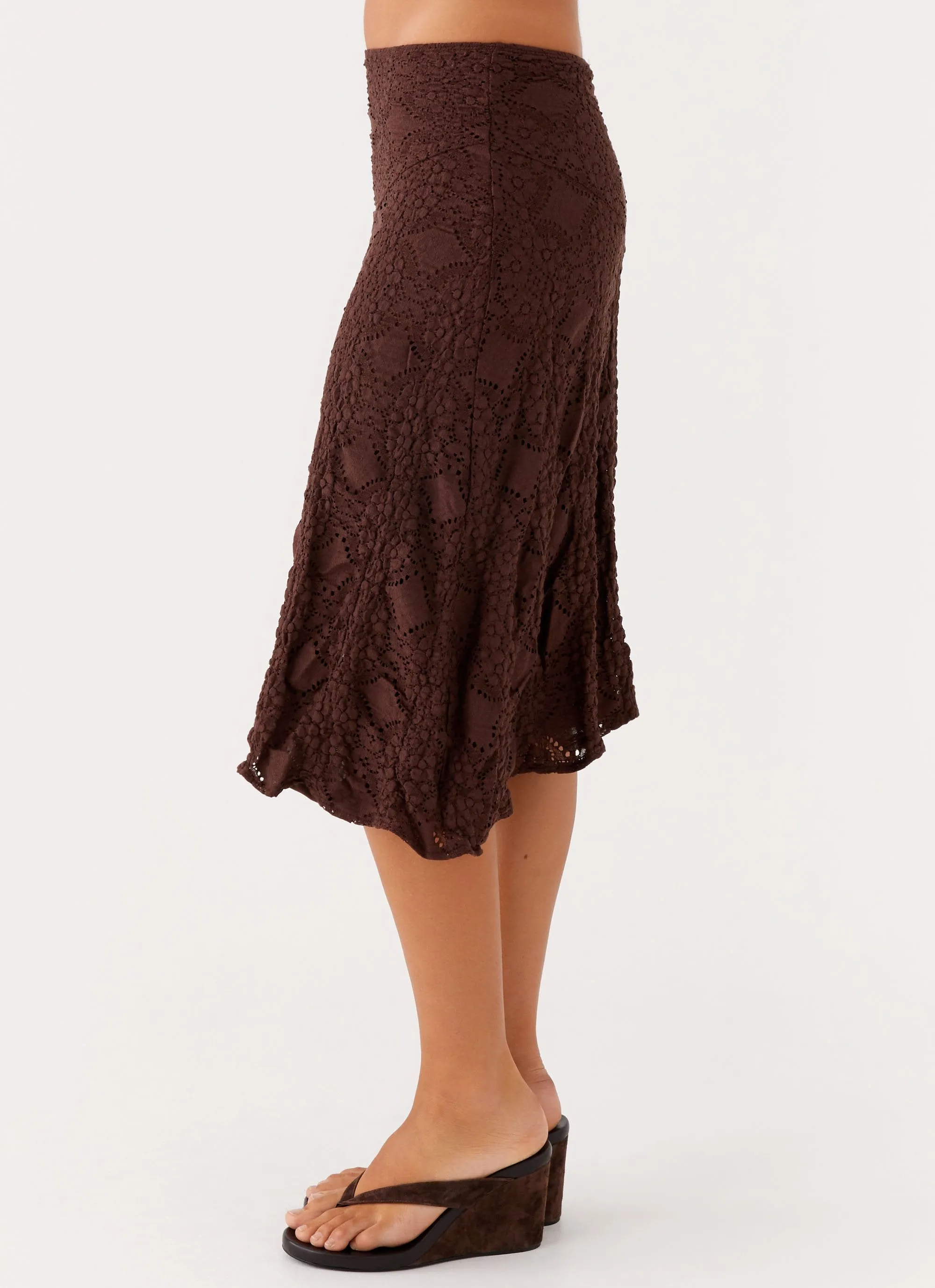 Diamond Sky Midi Skirt - Chocolate Smooth Feel Texture Play