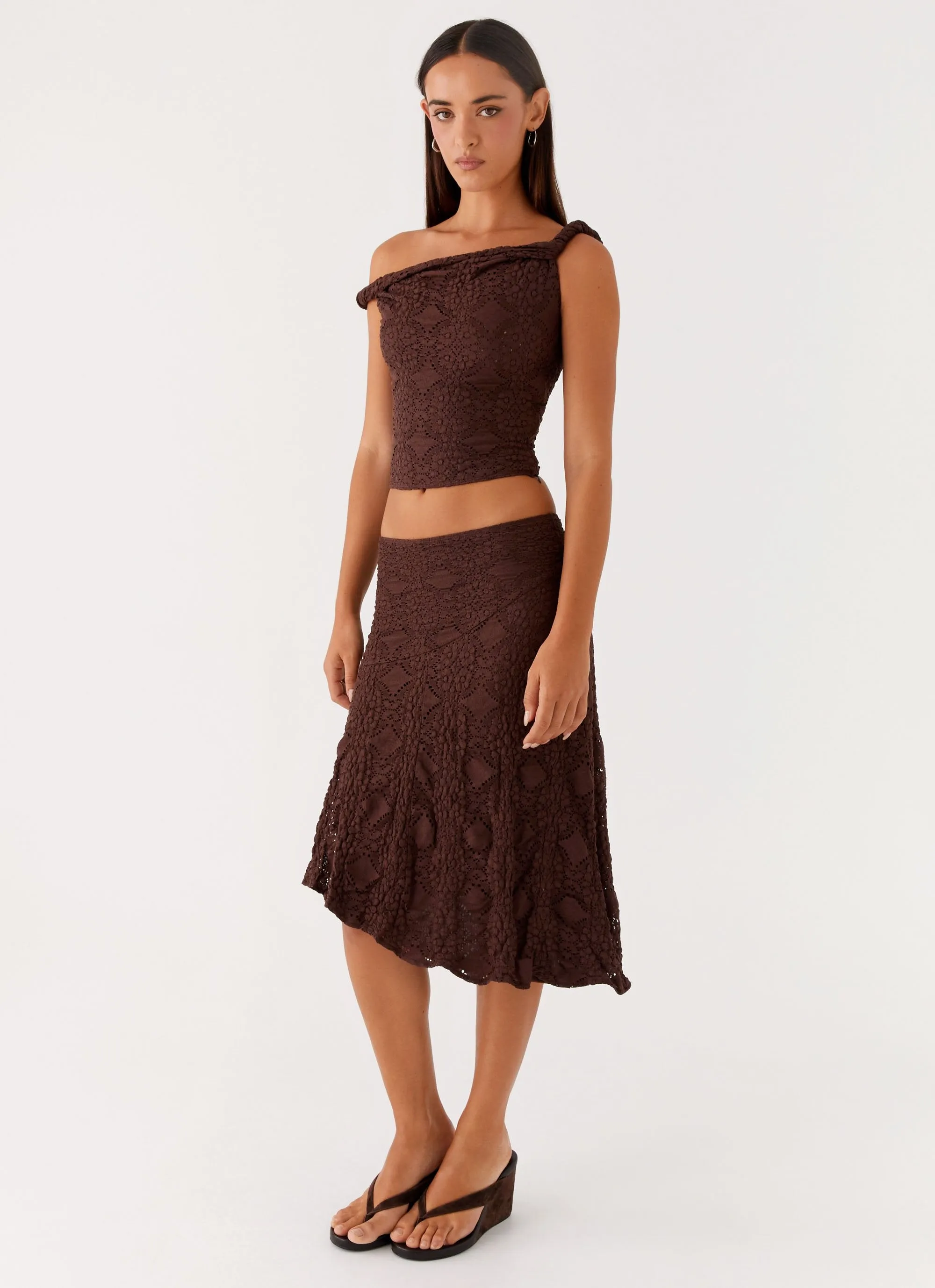 Diamond Sky Midi Skirt - Chocolate Slow Fashion Collector??s Item
