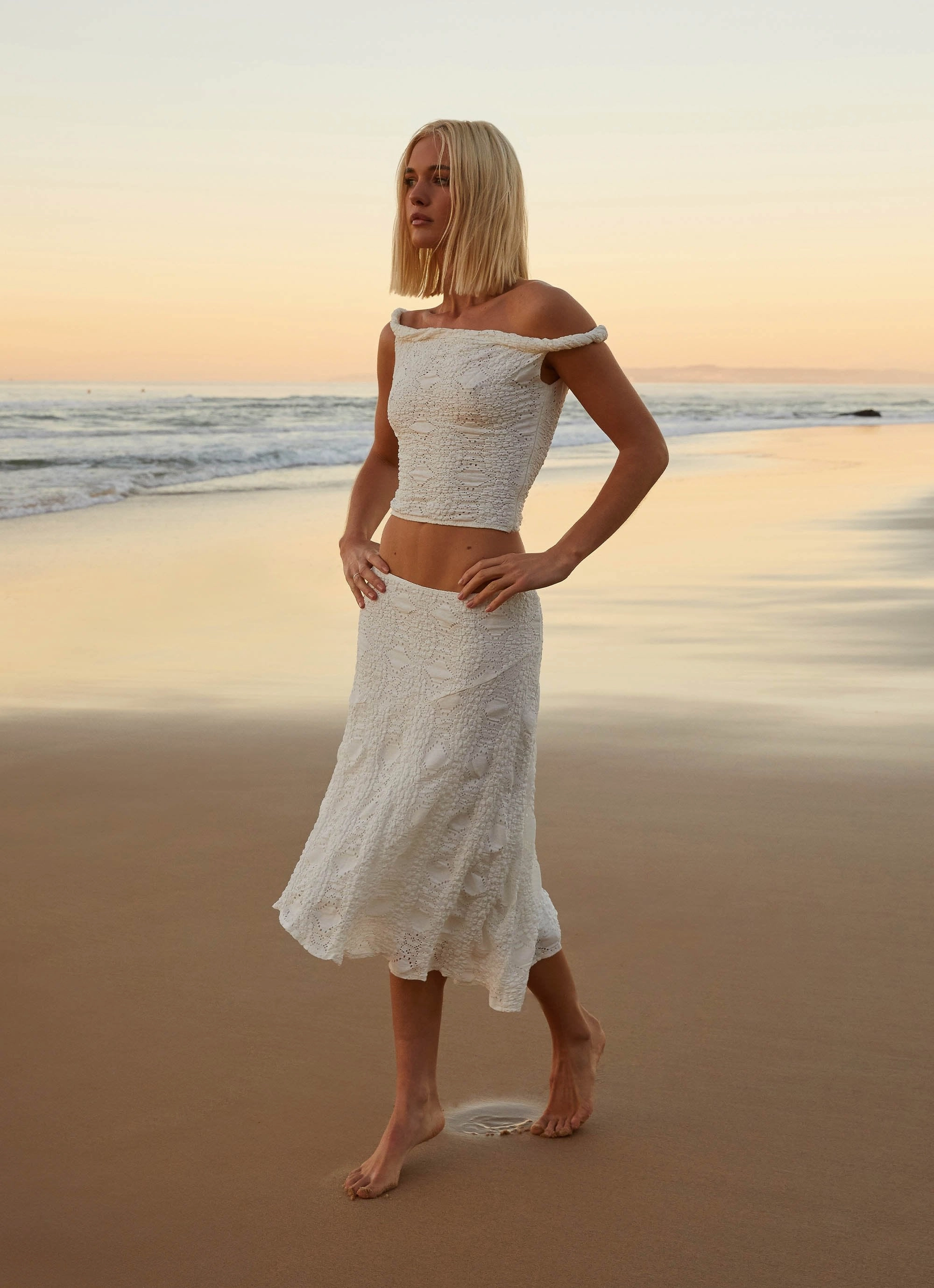 Diamond Sky Top - White SweatWicking Fabric