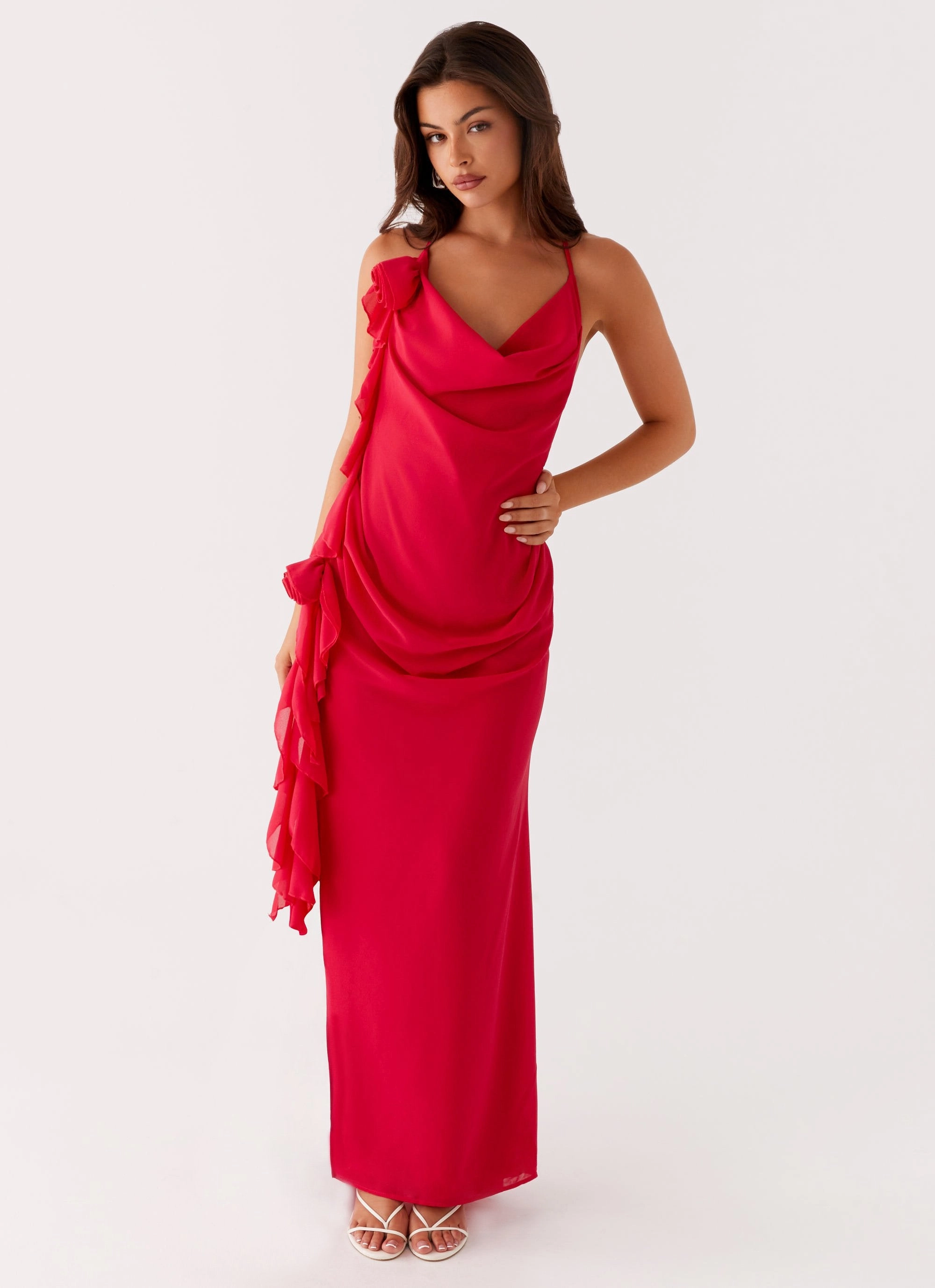 Diedre Rose Strappy Maxi Dress - Raspberry Smooth Fit DoubleLayeredMaterial