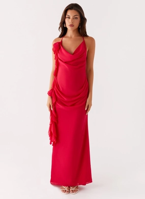 Diedre Rose Strappy Maxi Dress - Raspberry Polyester Garb Diedre Rose Strappy Maxi Dress - Raspberry Subtle Stitch