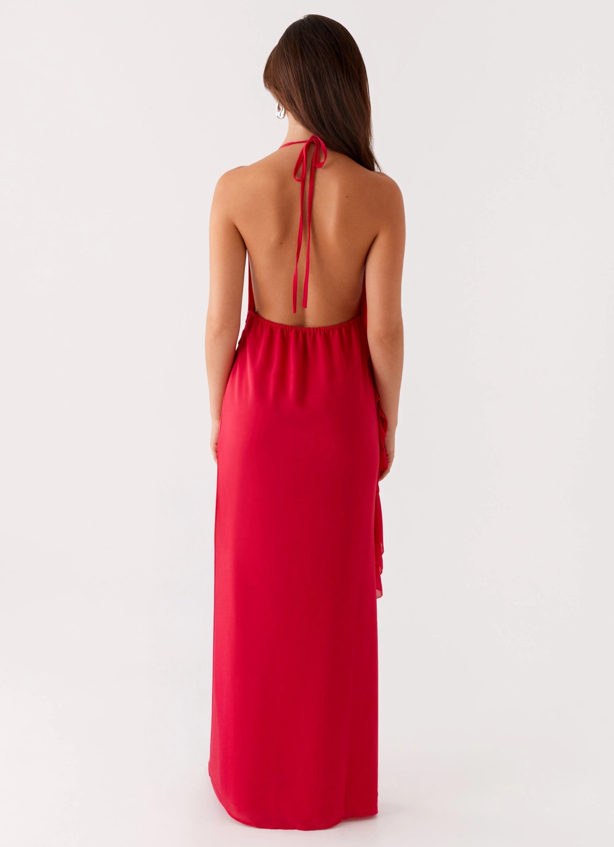 Diedre Rose Strappy Maxi Dress - Raspberry Sheer Look Fall Inspired