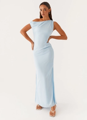 Dinner Date Maxi Dress - Blue Mirror Shine Go To Wear Dinner Date Maxi Dress - Blue