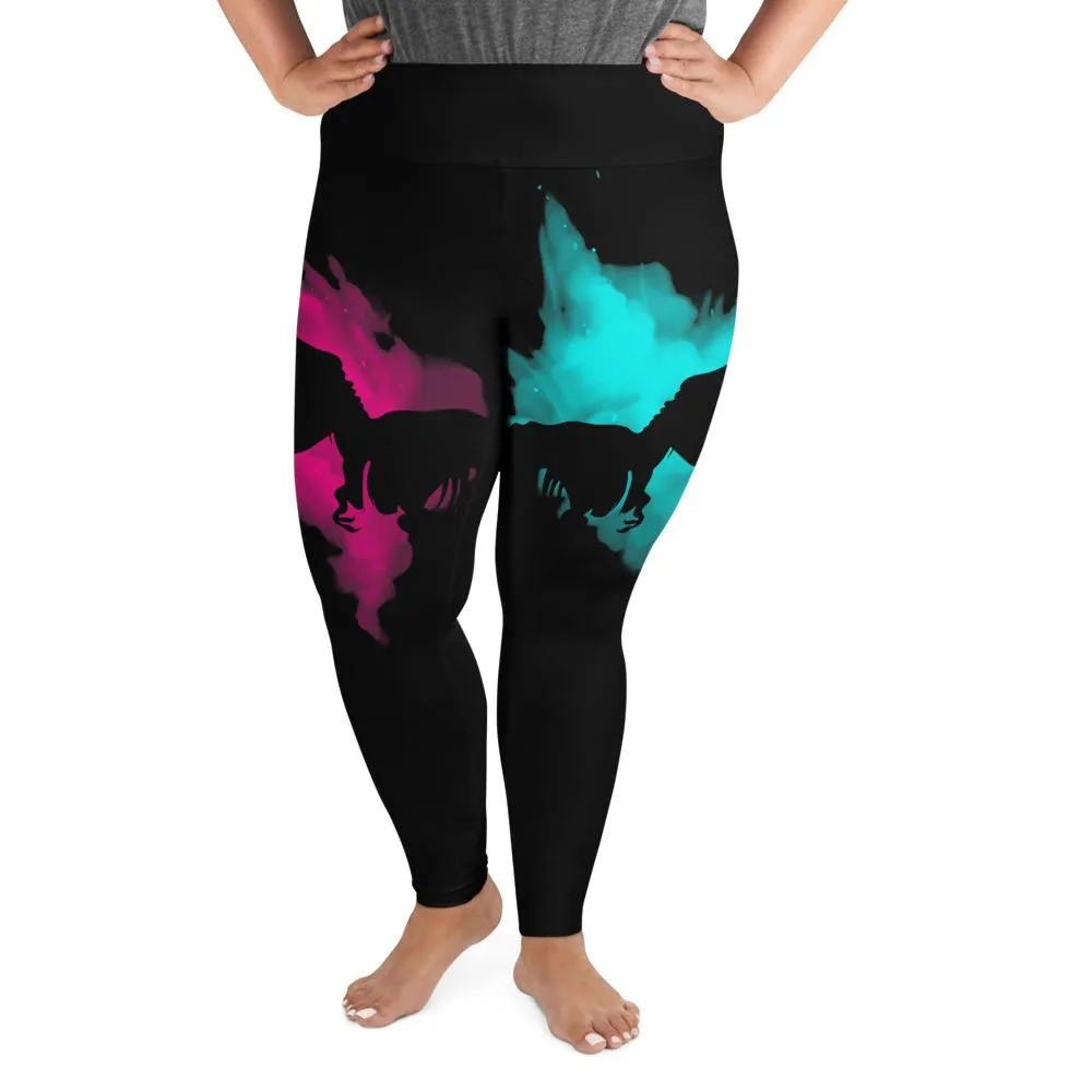 Dinosaur Leggings Plus Size - Pink & Blue Splashin T-Rex