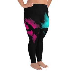 Dinosaur Leggings Plus Size - Pink & Blue Splashin T-Rex