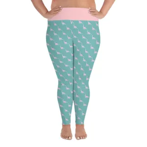 Dinosaur Plus Size Leggings - Pink Brontosaurus