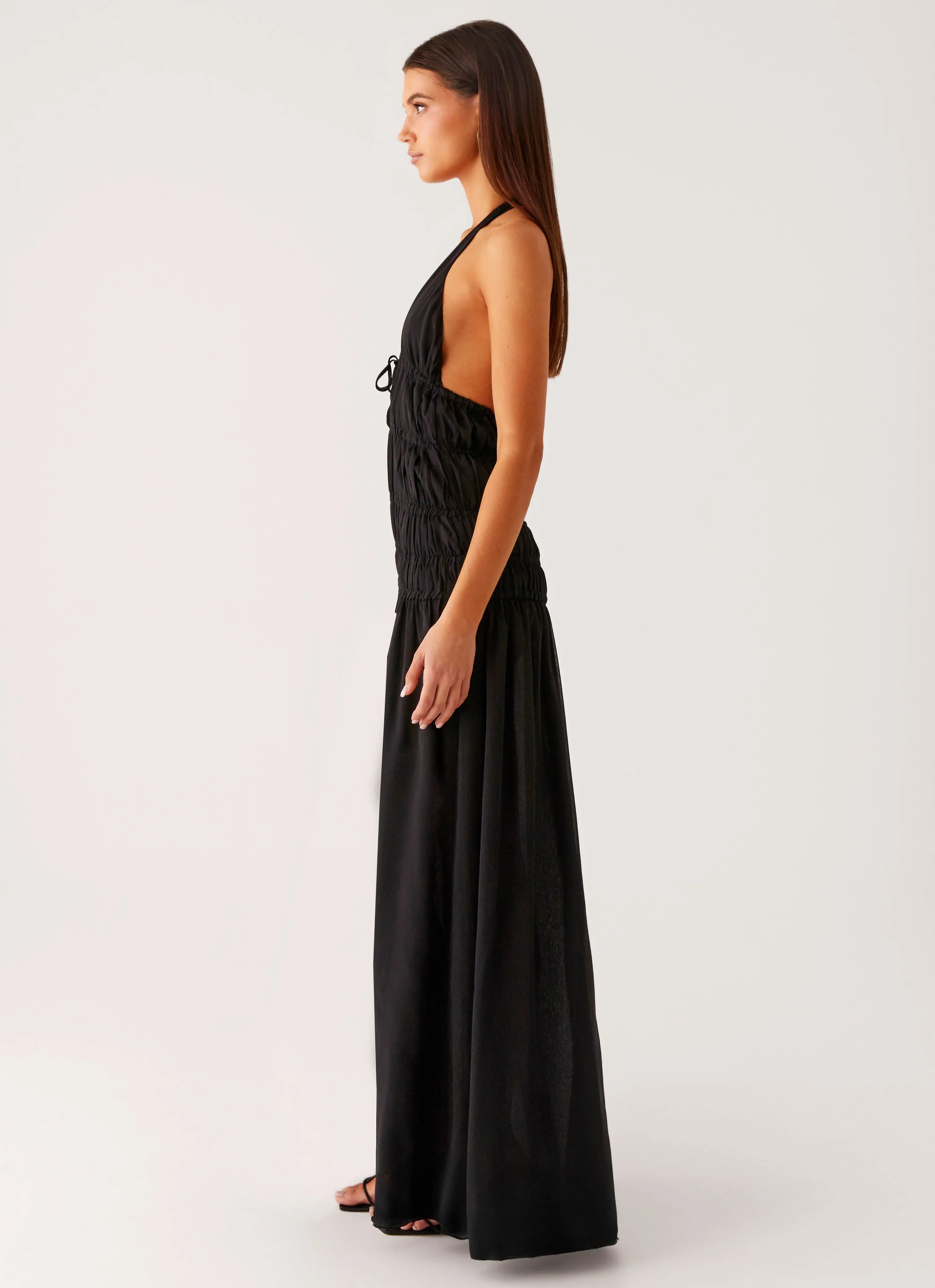 gender-neutral Multipocket Style Dione Halter Maxi Dress - Black