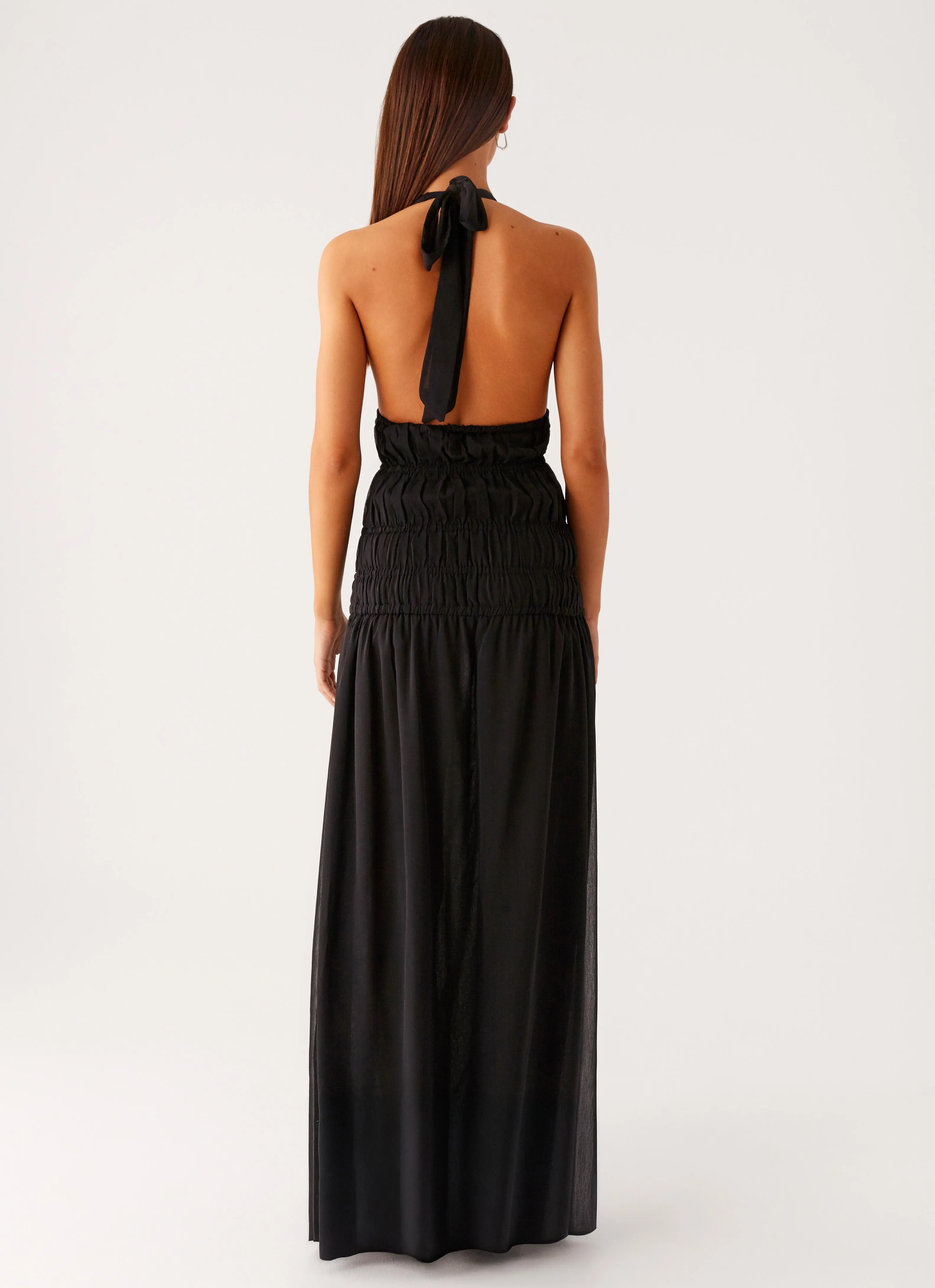 Dione Halter Maxi Dress - Black Festival Fashion
