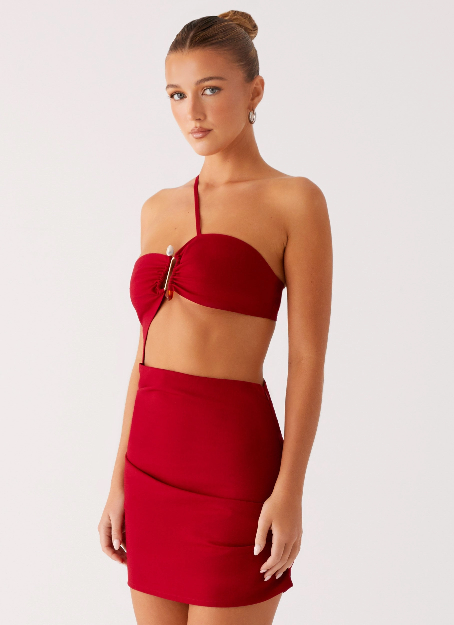 Gossip Mini Dress - Red Statement Neck