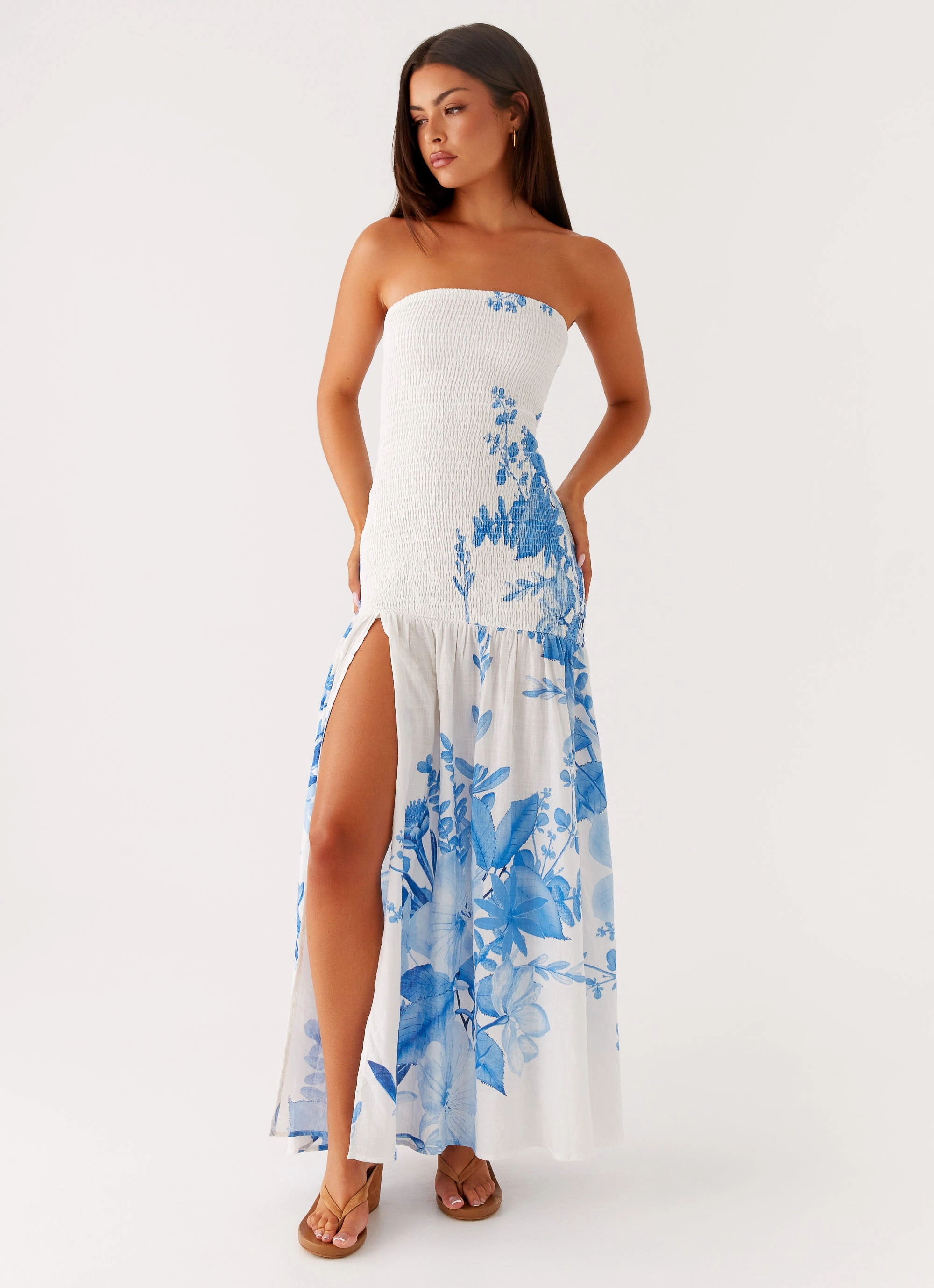Light Weave Rebecca Maxi Dress - Blue Floral Print
