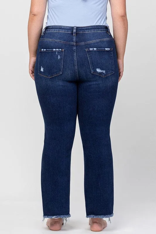 Distressed Ankle Flare Dark Wash Denim