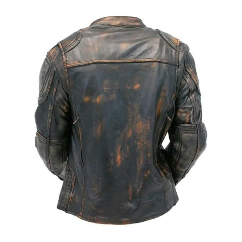 Distressed Black Leather Jacket