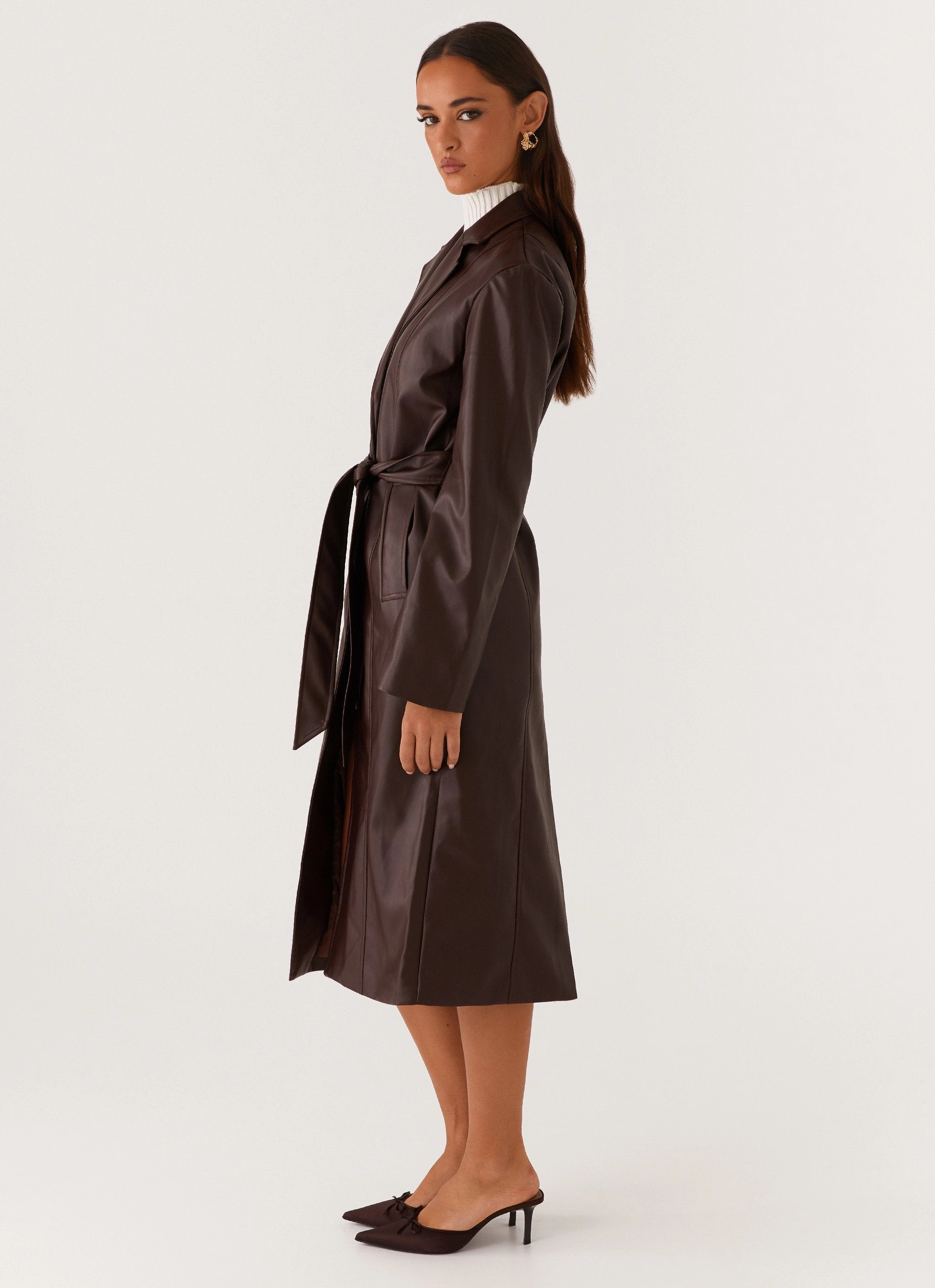 City Walking Style DoubleLayeredCuffs Dixie Trench Coat - Chocolate