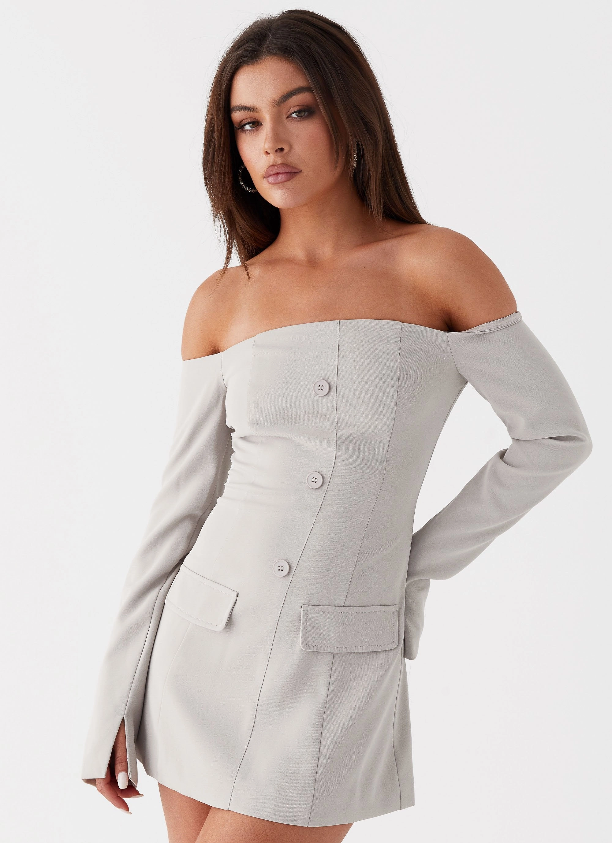 Dominique Blazer Mini Dress - Grey Beach Moment AntiStaticMaterial