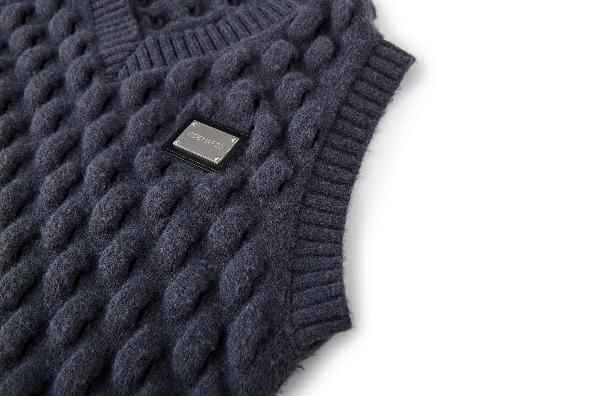 Doozoo Hollow Knit Tank Top in Dark Grey