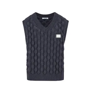 Doozoo Hollow Knit Tank Top in Dark Grey