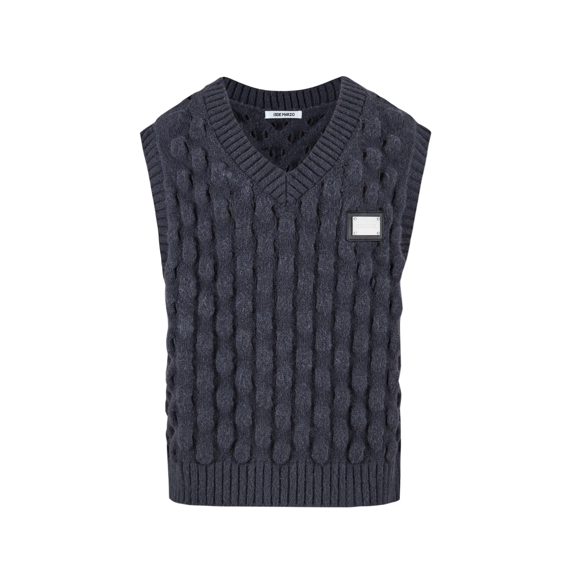 Doozoo Hollow Knit Tank Top in Dark Grey