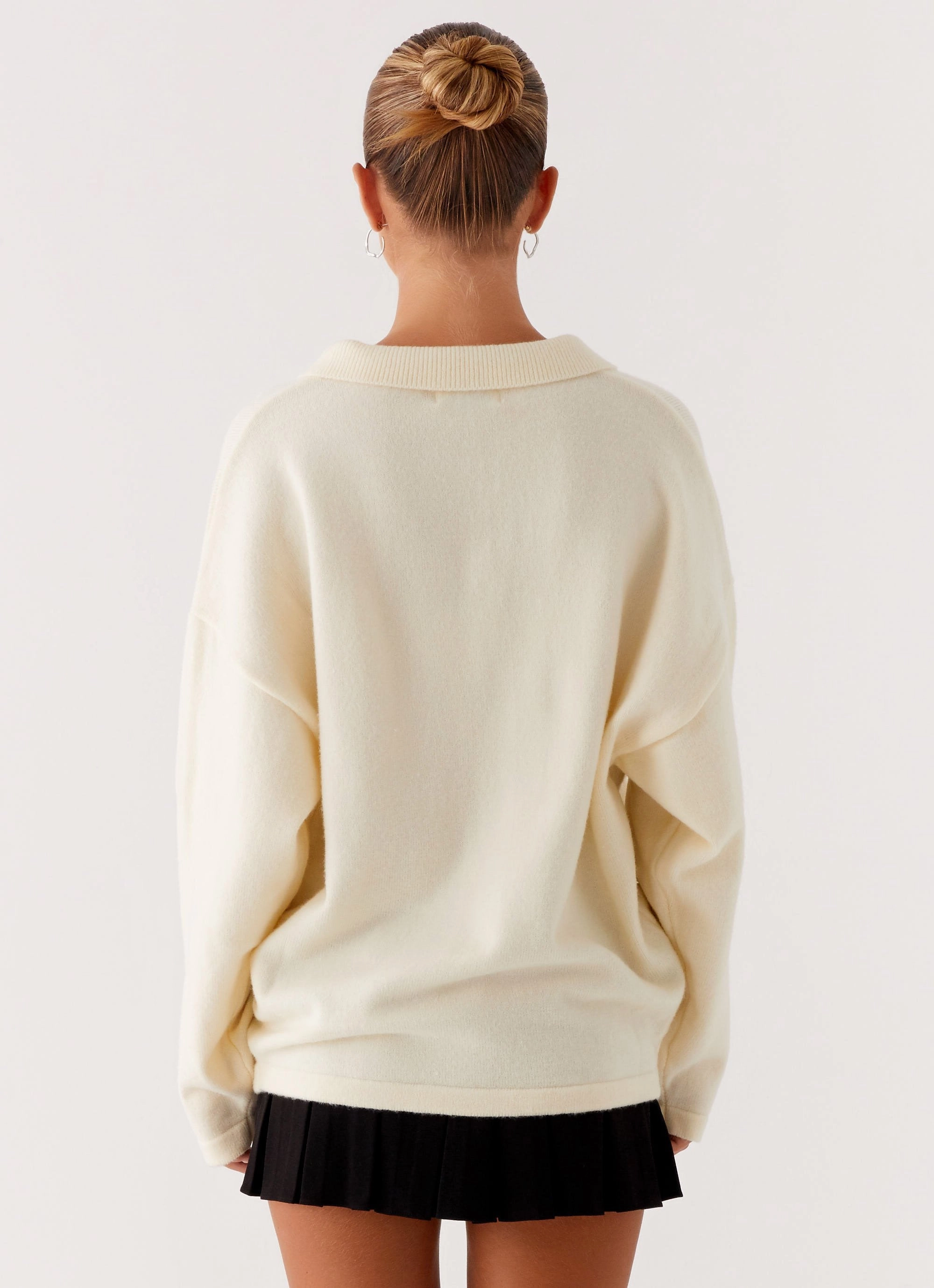 Basic Sweatshirt Dorian Button Knit Sweater - Ivory