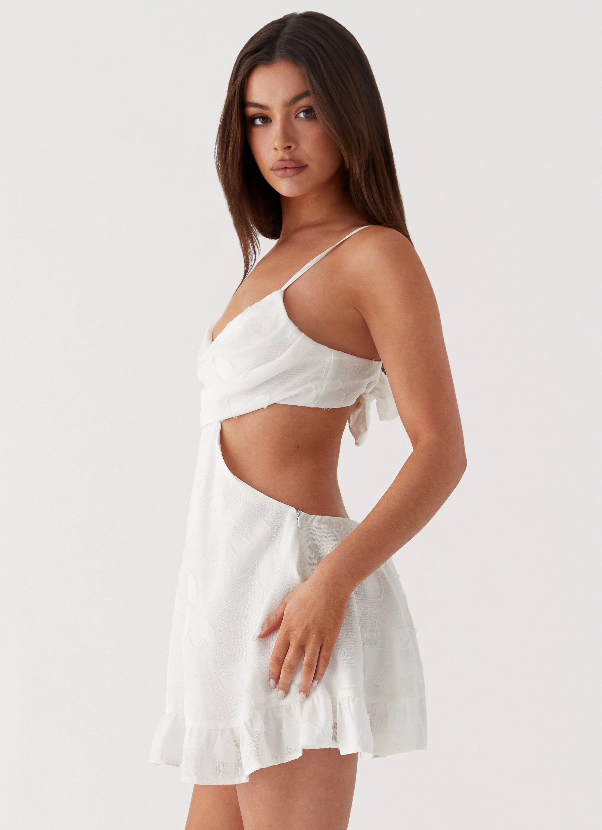 Dorothea Mini Dress - White Formal dinner wear Draped-Style
