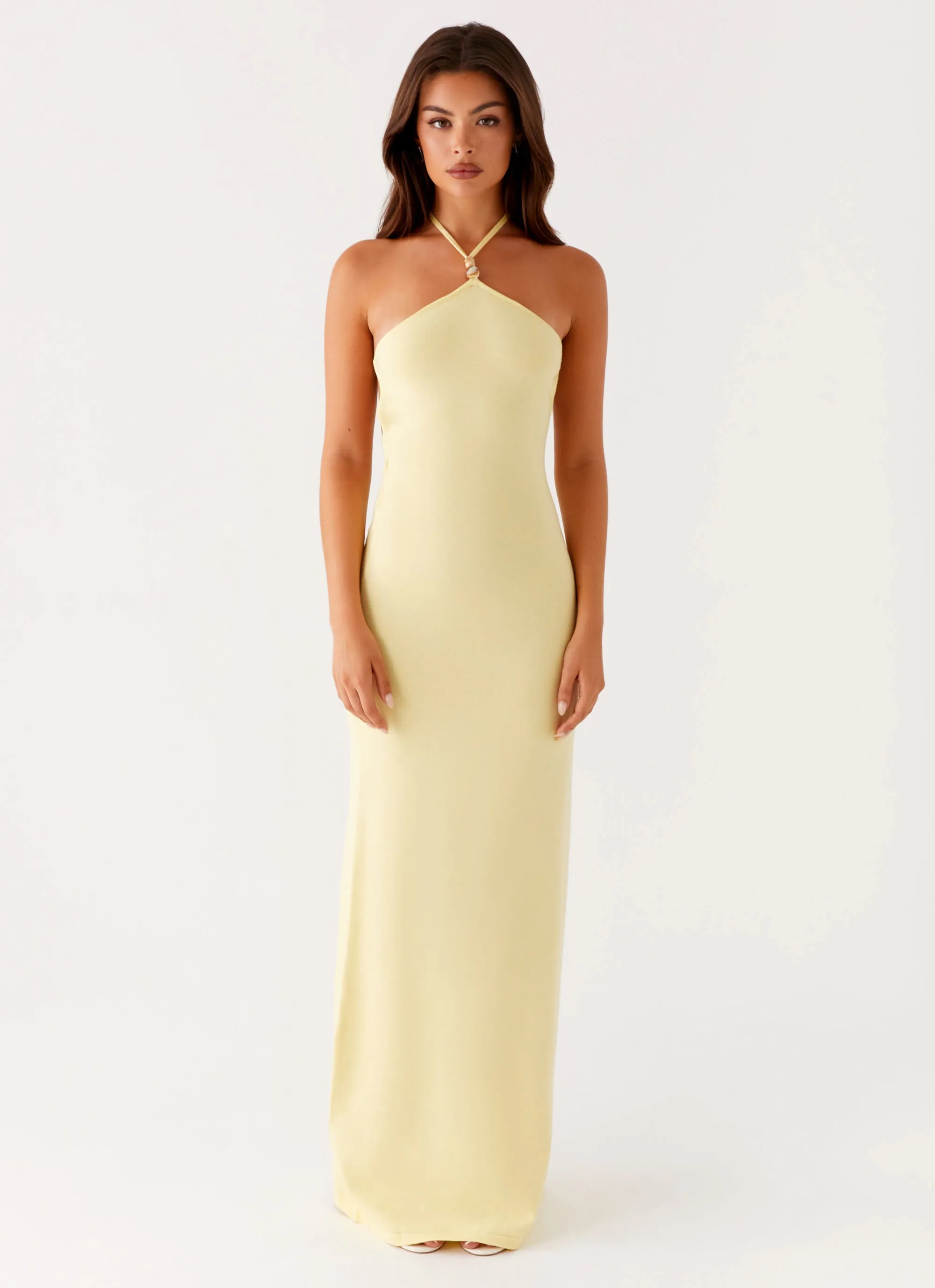 Anti Static Fabric Elisha Knit Maxi Dress - Yellow