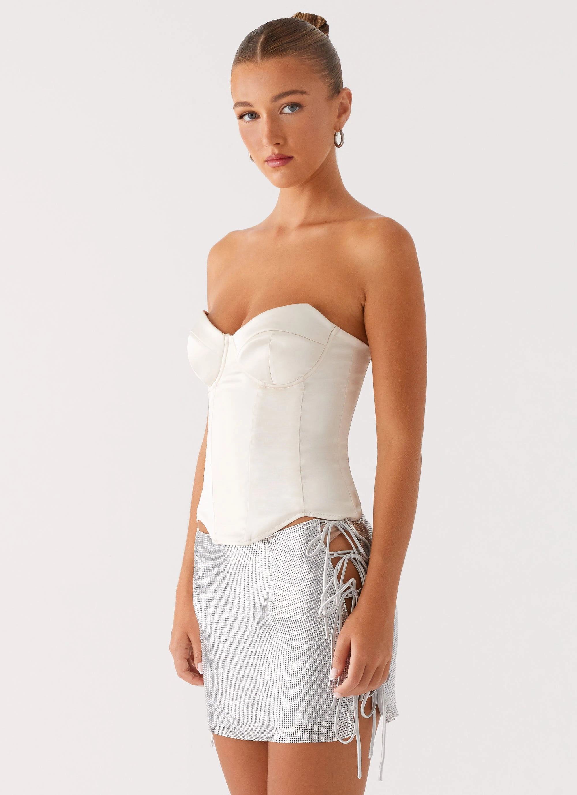 Radar Satin Corset - Ivory RawHemDetail Airflow Optimized Weave