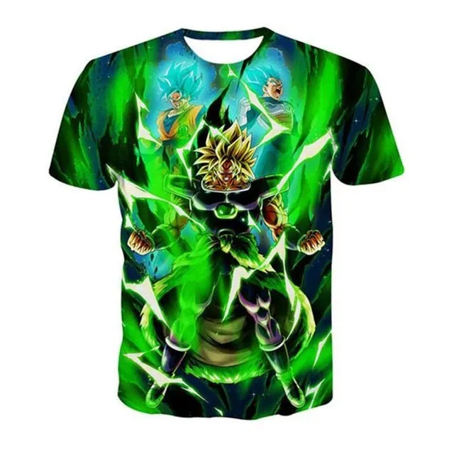 Dragon Ball Z Super Saiyan Goku Vegeta Printed Short Sleeve T-shirt Costume Summer Fashion Daily Casual Tee Shirts  Plus Size