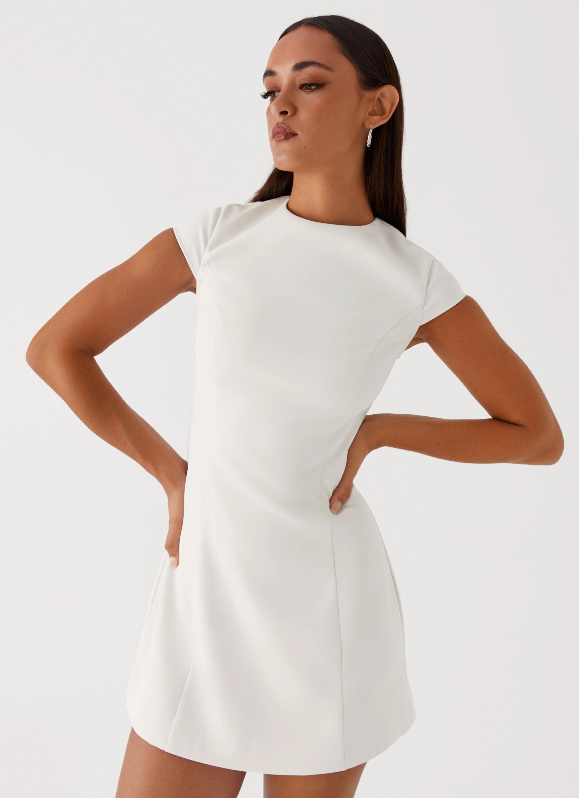 Harriet Mini Dress - Off White All Fit Style Clean Touch