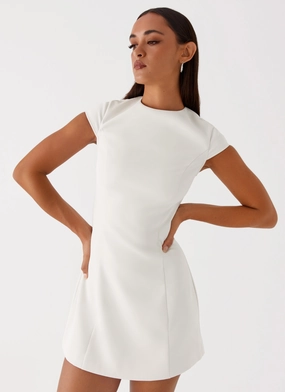 Harriet Mini Dress - Off White All Fit Style Clean Touch