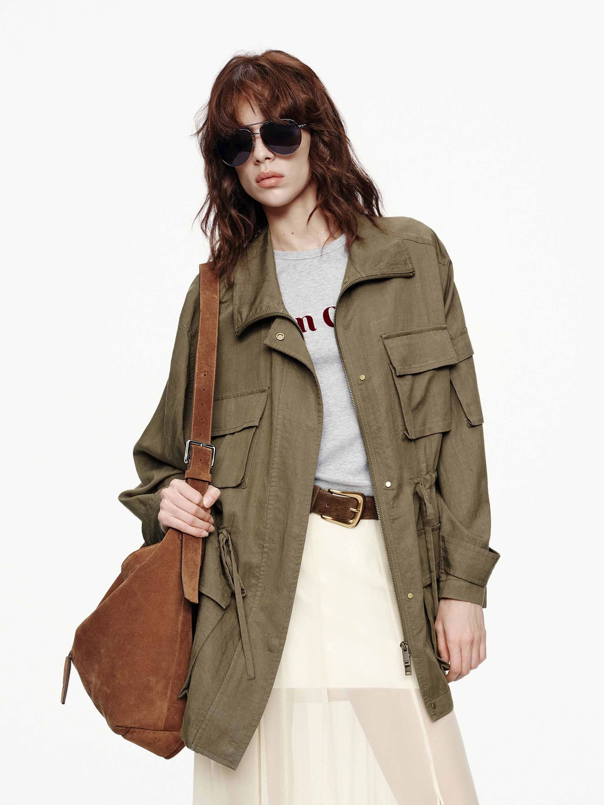 Drawstring Cargo Coat