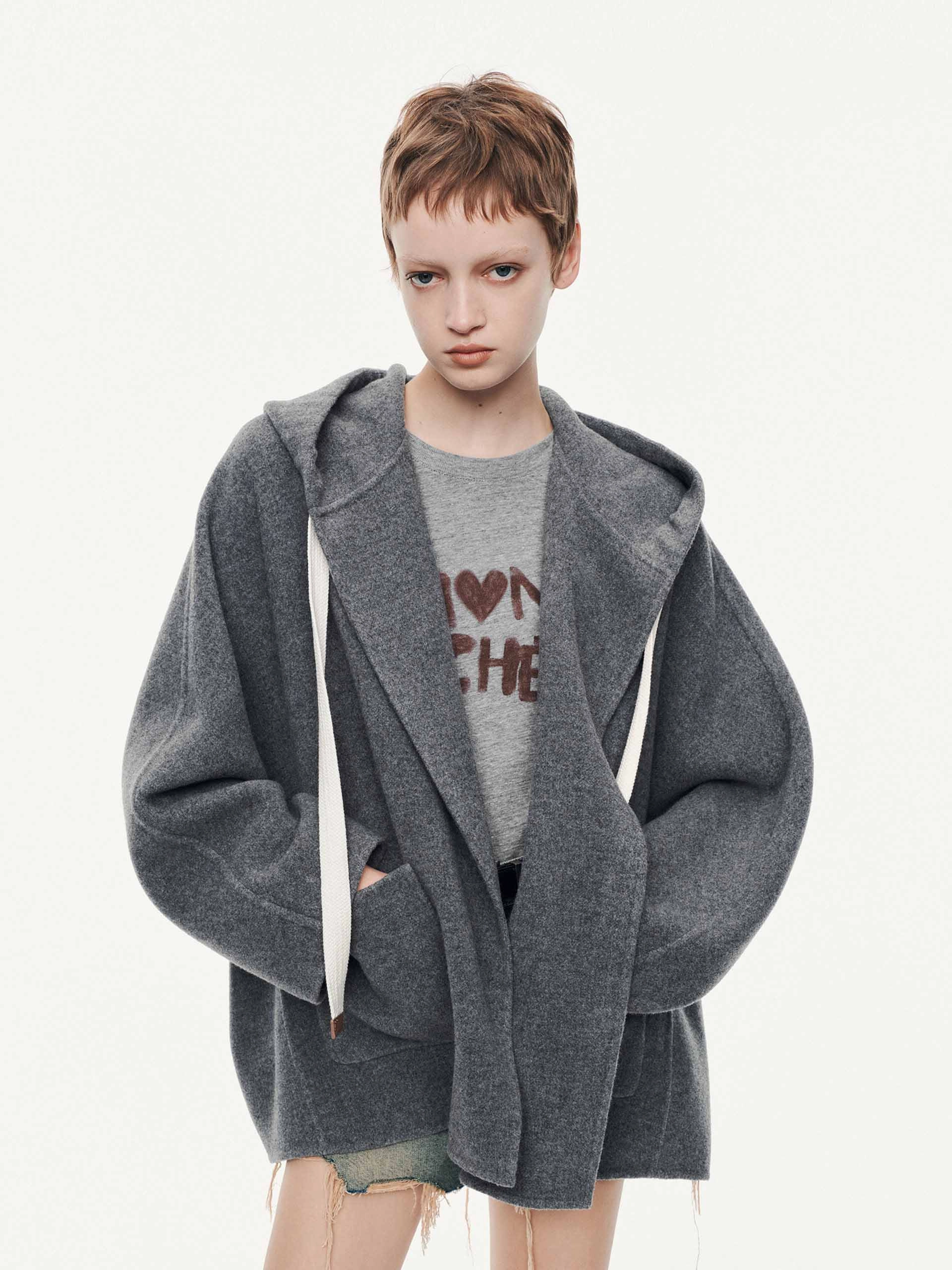 Drawstring Detail Wool Coat