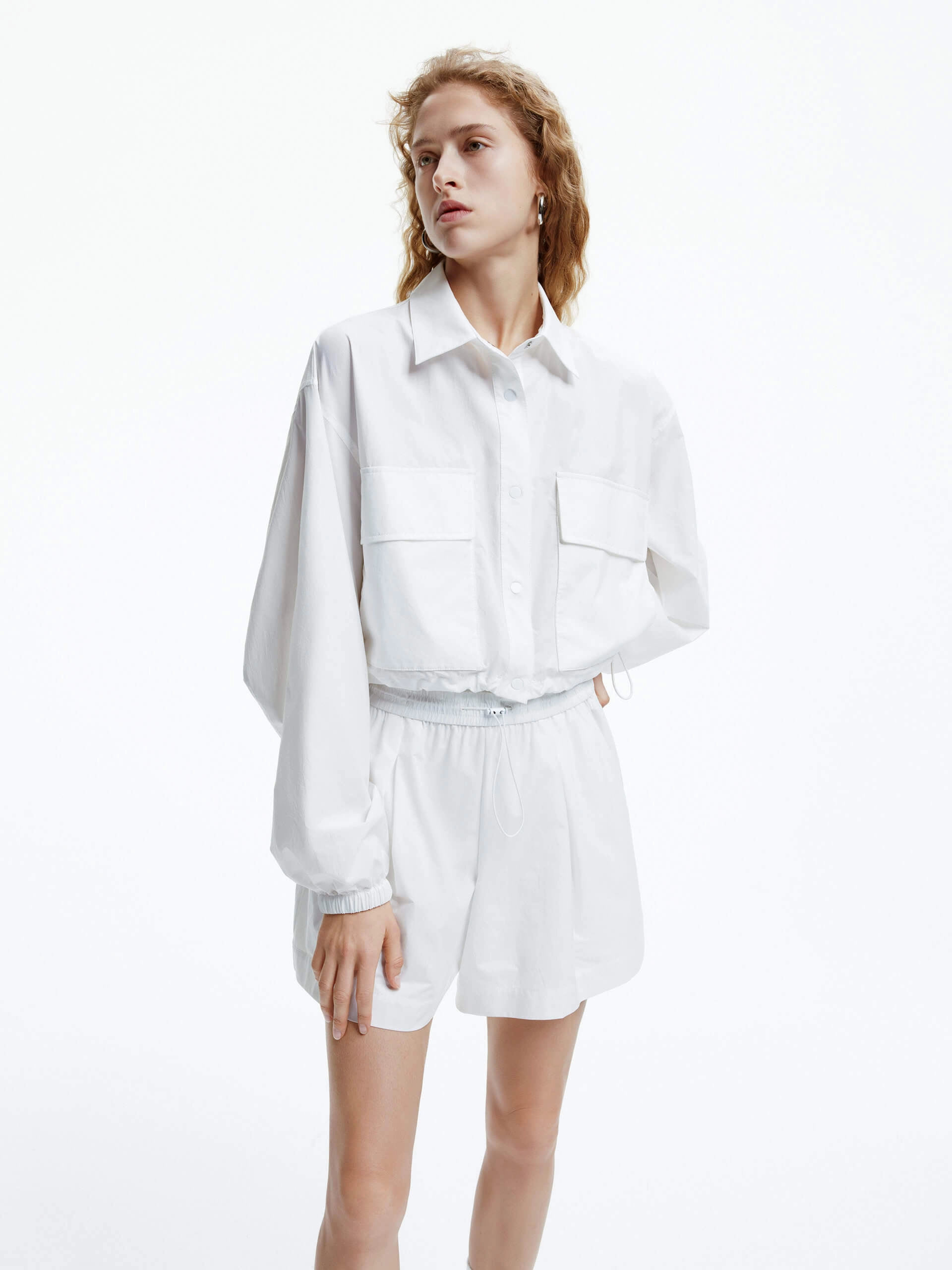 Drawstring Hem Cropped Jacket