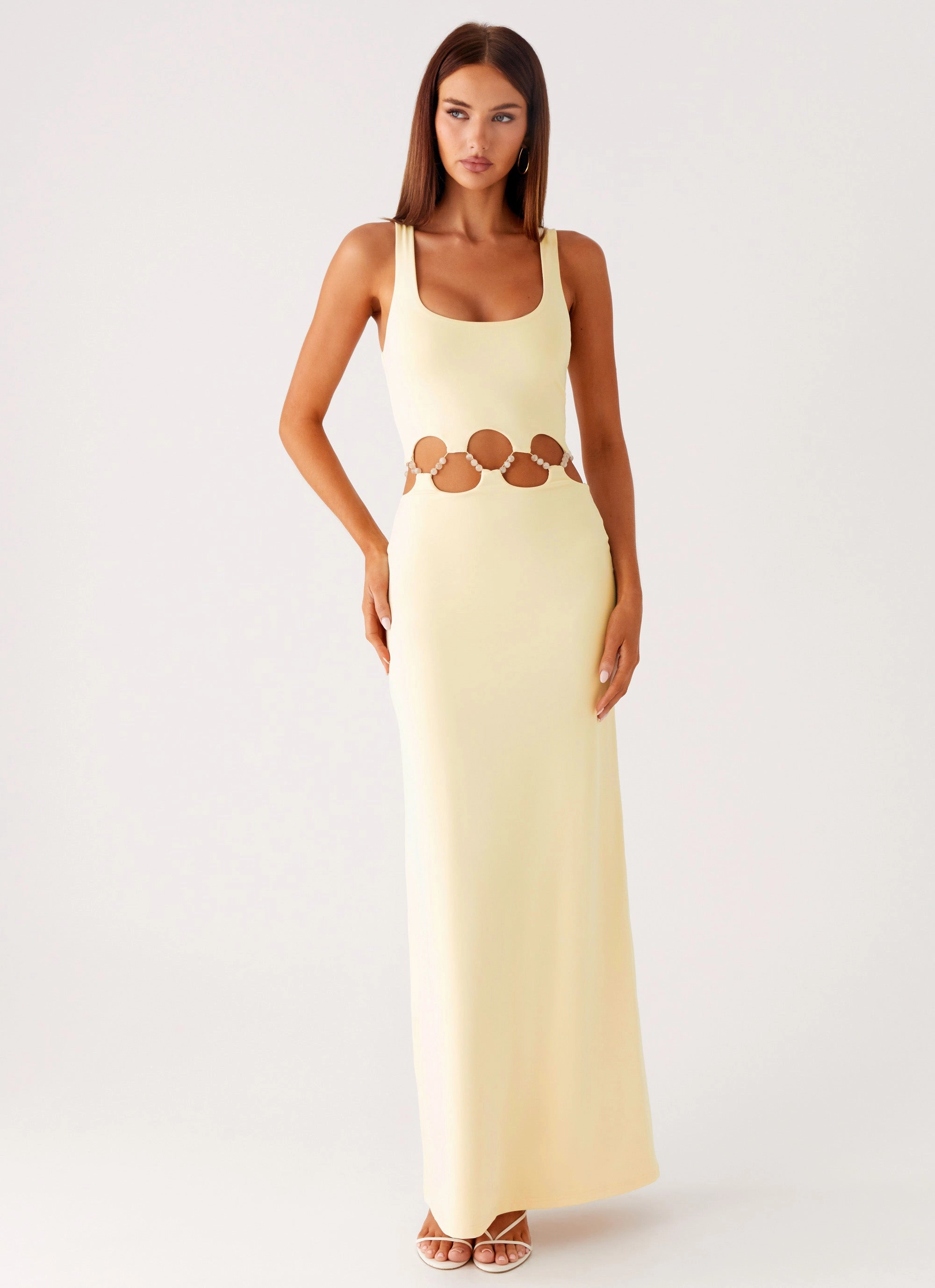 Dreamboat Beaded Maxi Dress - Yellow Smile Glow