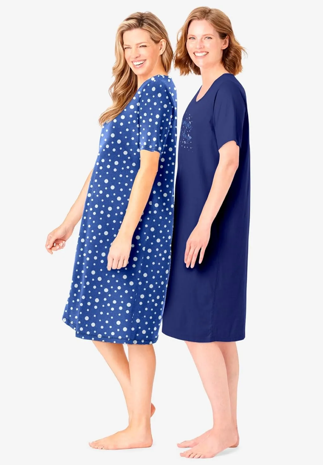 Dreams & Co. Plus Size 2-Pack Short-Sleeve Sleepshirt