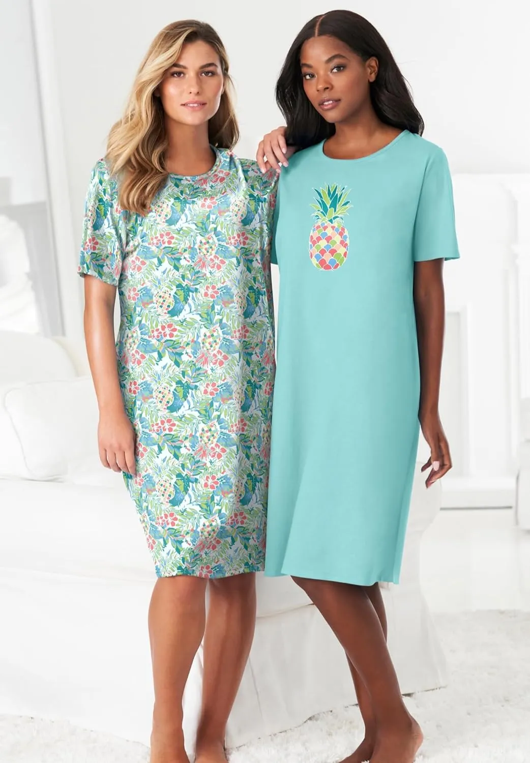 Dreams & Co. Plus Size 2-Pack Short-Sleeve Sleepshirt