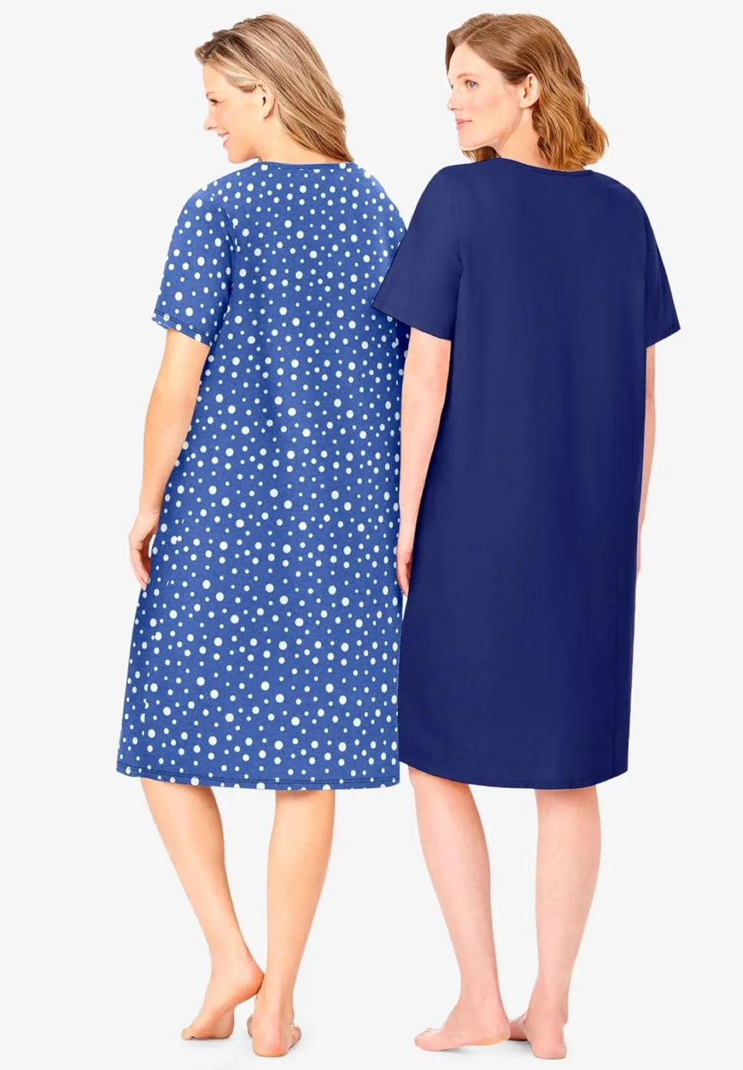 Dreams & Co. Plus Size 2-Pack Short-Sleeve Sleepshirt