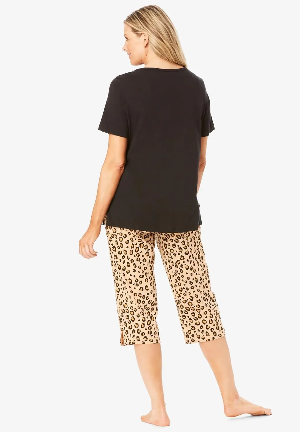 Dreams & Co. Plus Size 2-Piece Capri PJ Set