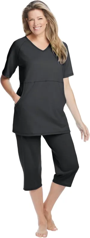 Dreams & Co. Plus Size Capri Lounge Set