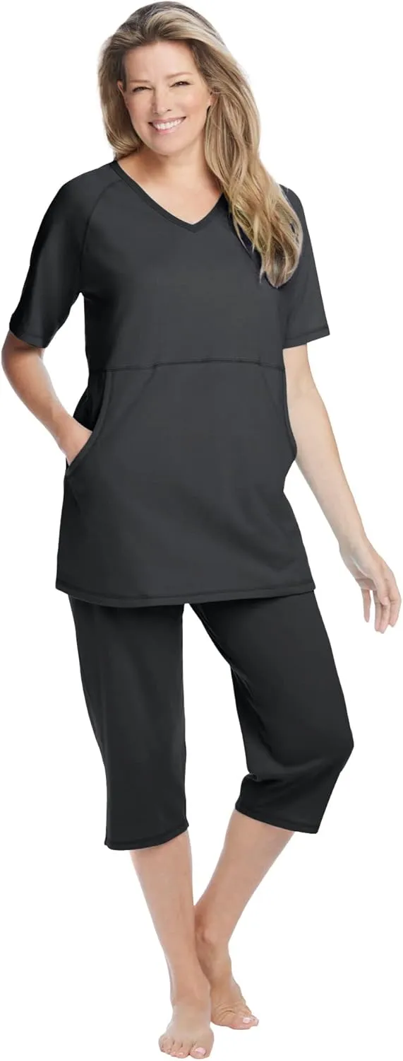 Dreams & Co. Plus Size Capri Lounge Set