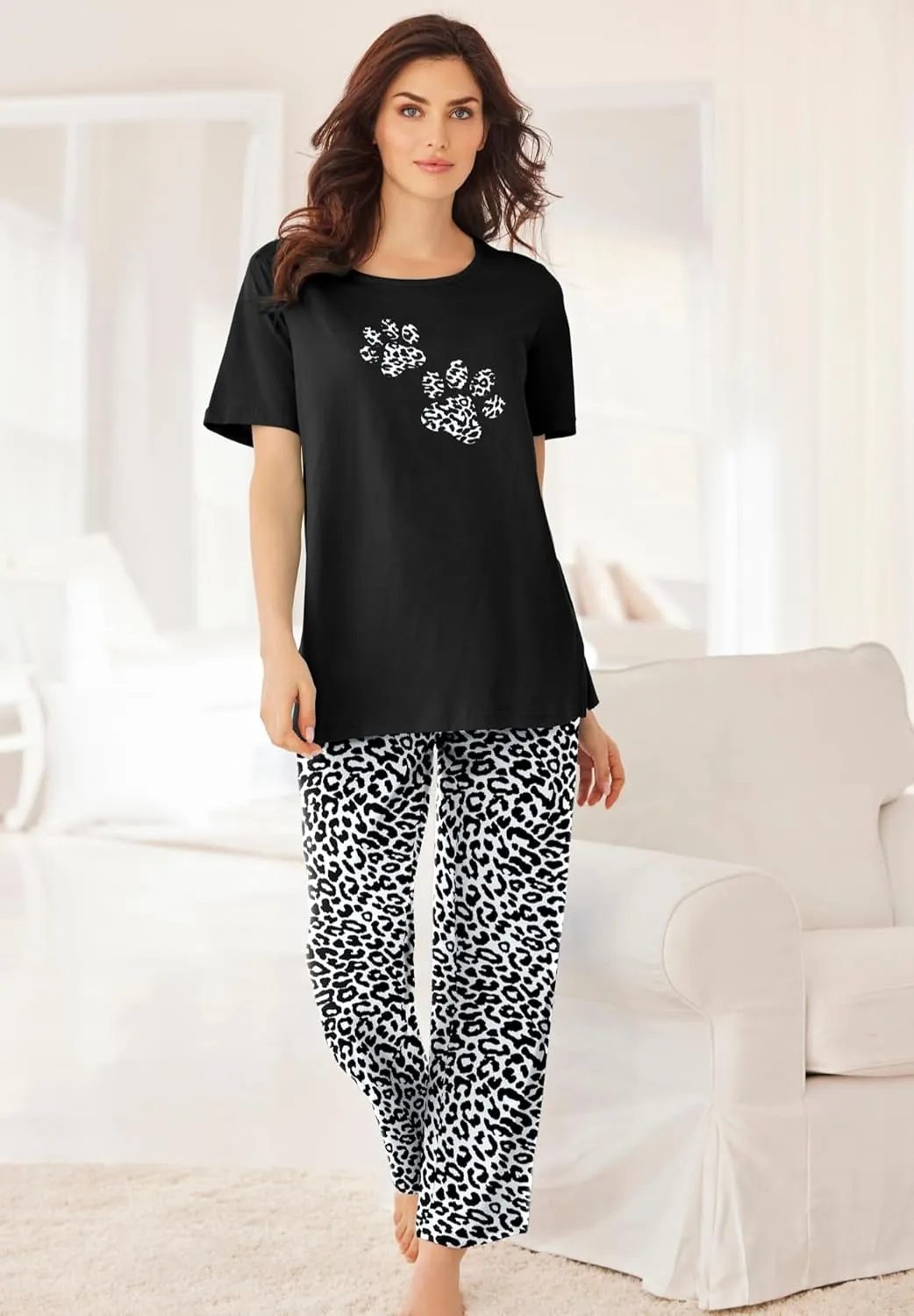 Dreams & Co. Plus Size Graphic Tee PJ Set