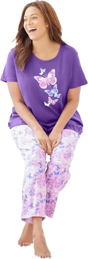 Dreams & Co. Plus Size Graphic Tee PJ Set