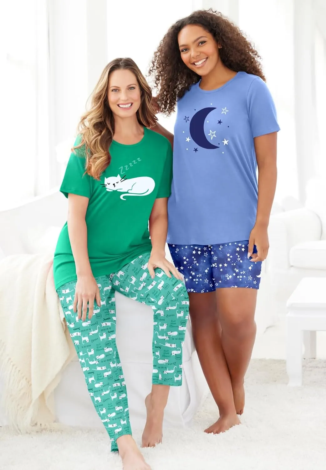 Dreams & Co. Plus Size Graphic Tee PJ Set