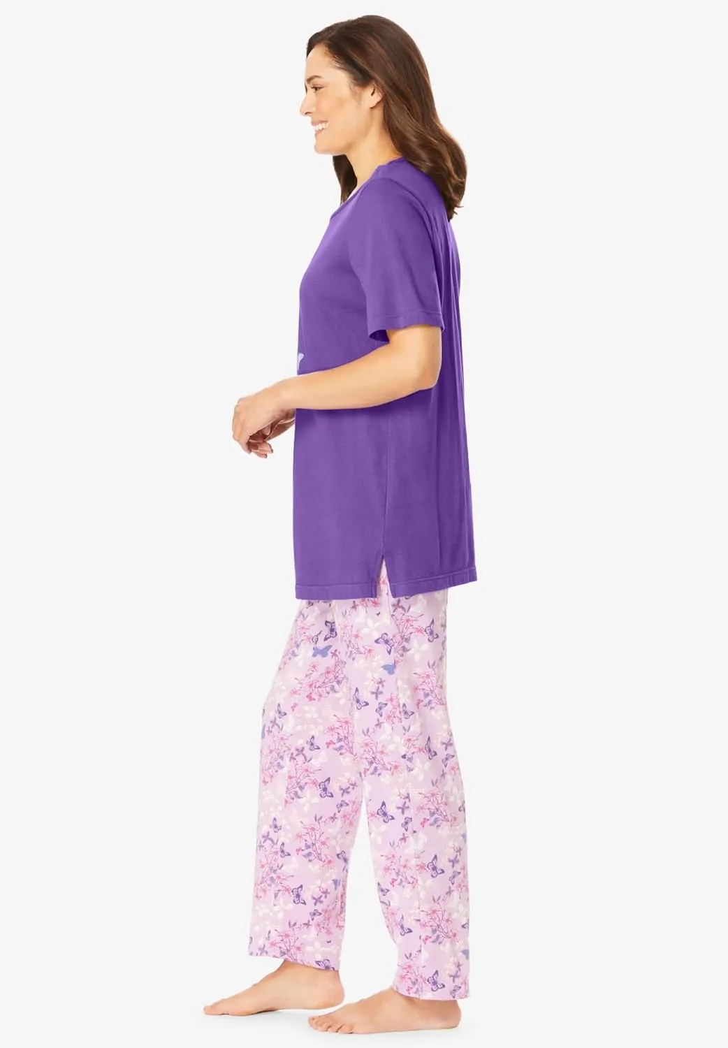 Dreams & Co. Plus Size Graphic Tee PJ Set
