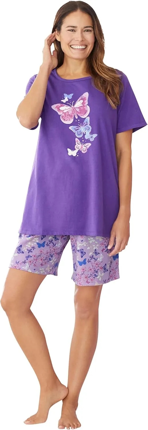 Dreams & Co. Plus Size Knit Pj Short Set